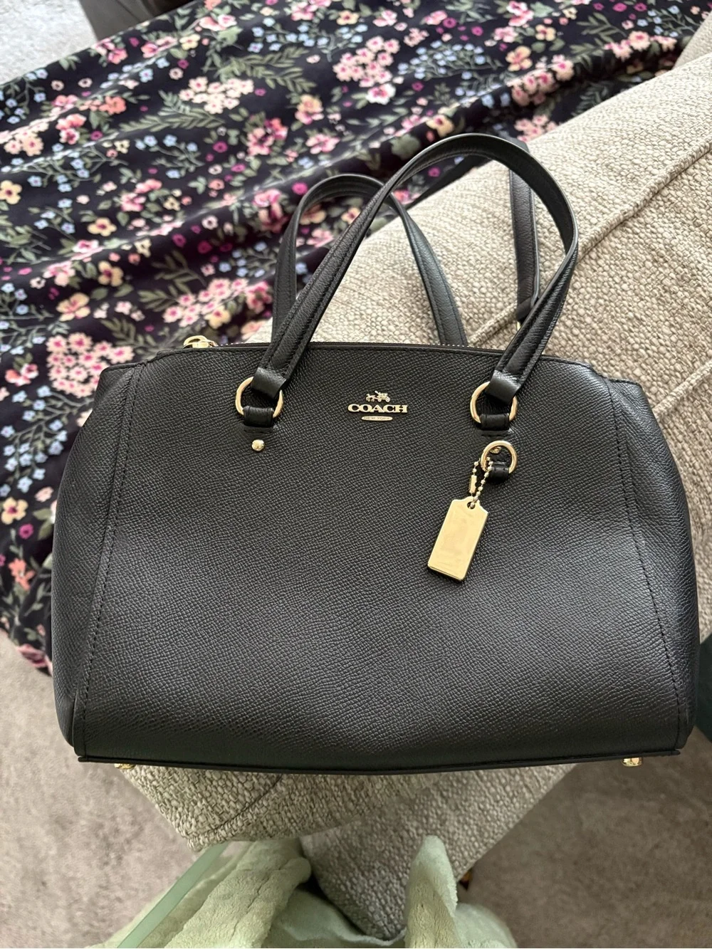 Coach Black Leather Satchel with Gold Hardware